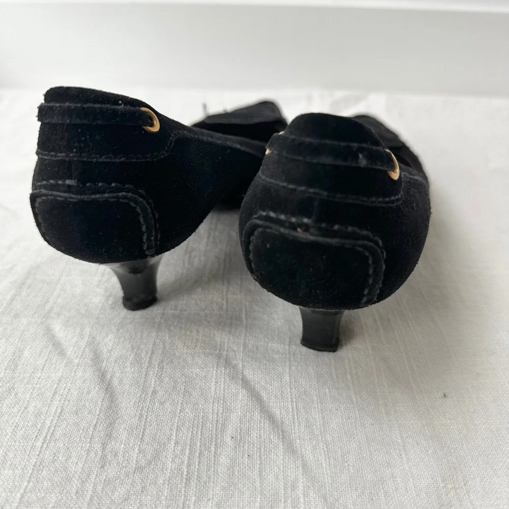 The Original Car Shoe Suede Kitten Heel‎ Pumps Pointed Toe  Black 36.5